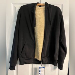 Soft zippered hoodie.